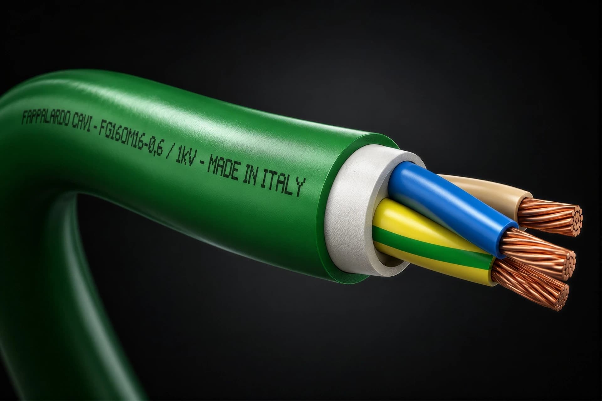 Sezione di un cavo elettrico multipolare